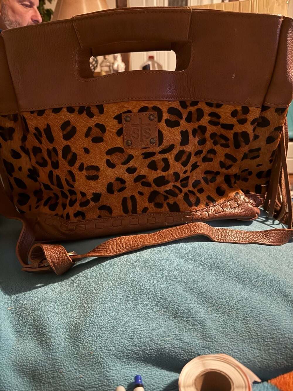 STS Ranchwear Leopard Print Hair-on-Hide Leather Tote Bag